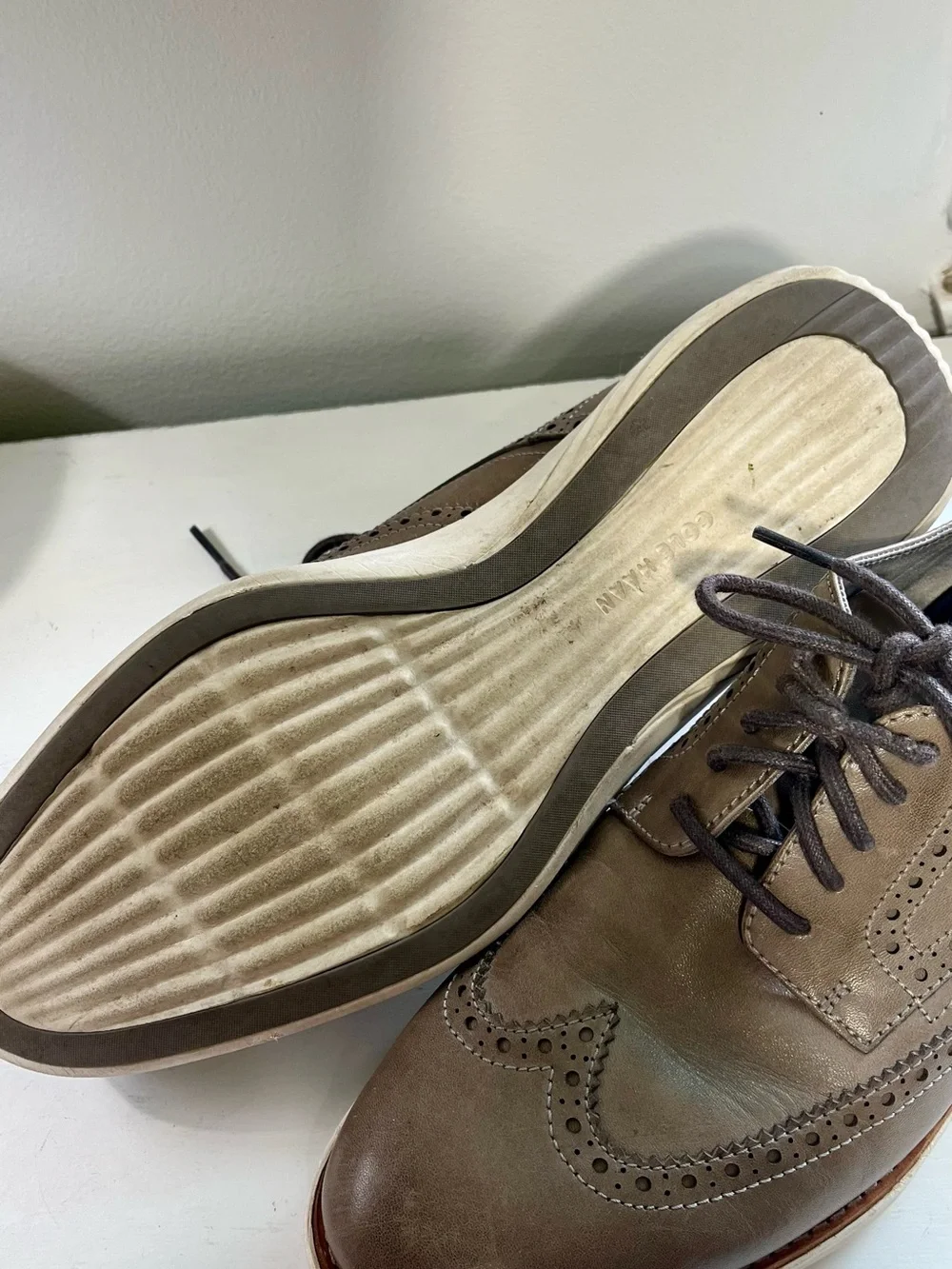 Cole Haan Men's Wingtip Lace-Up Dress Shoes Pewter 11 1/2 M